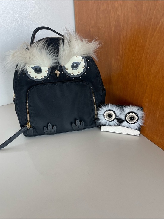 kate spade Handbags - kate spade Black Faux-Fur Owl Backpack with Card Holder